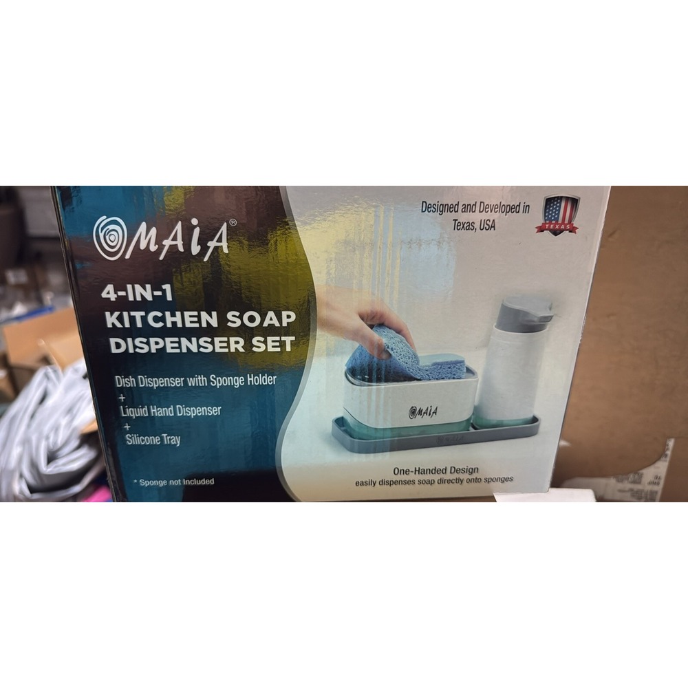 OMAIA 4-in-1 Dish Soap Dispenser Set - Kitchen Soap Dispenser with Sponge Holder - Picture 4 of 4